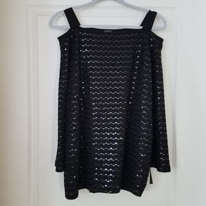 Sequined Cold-Shoulder Top